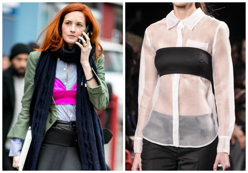 sutiã sobre a blusa