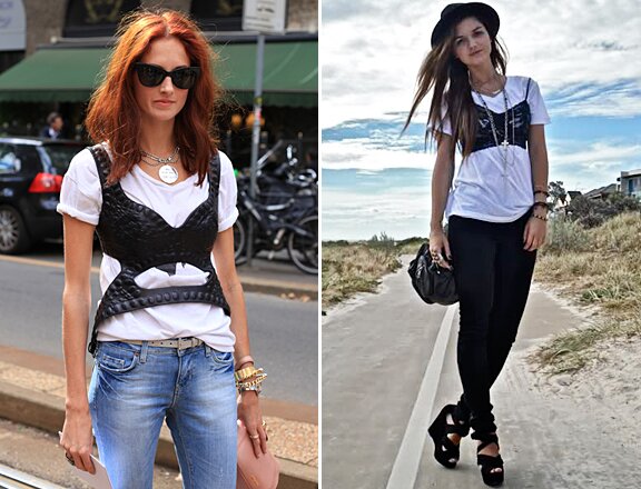 sutiã sobre camiseta